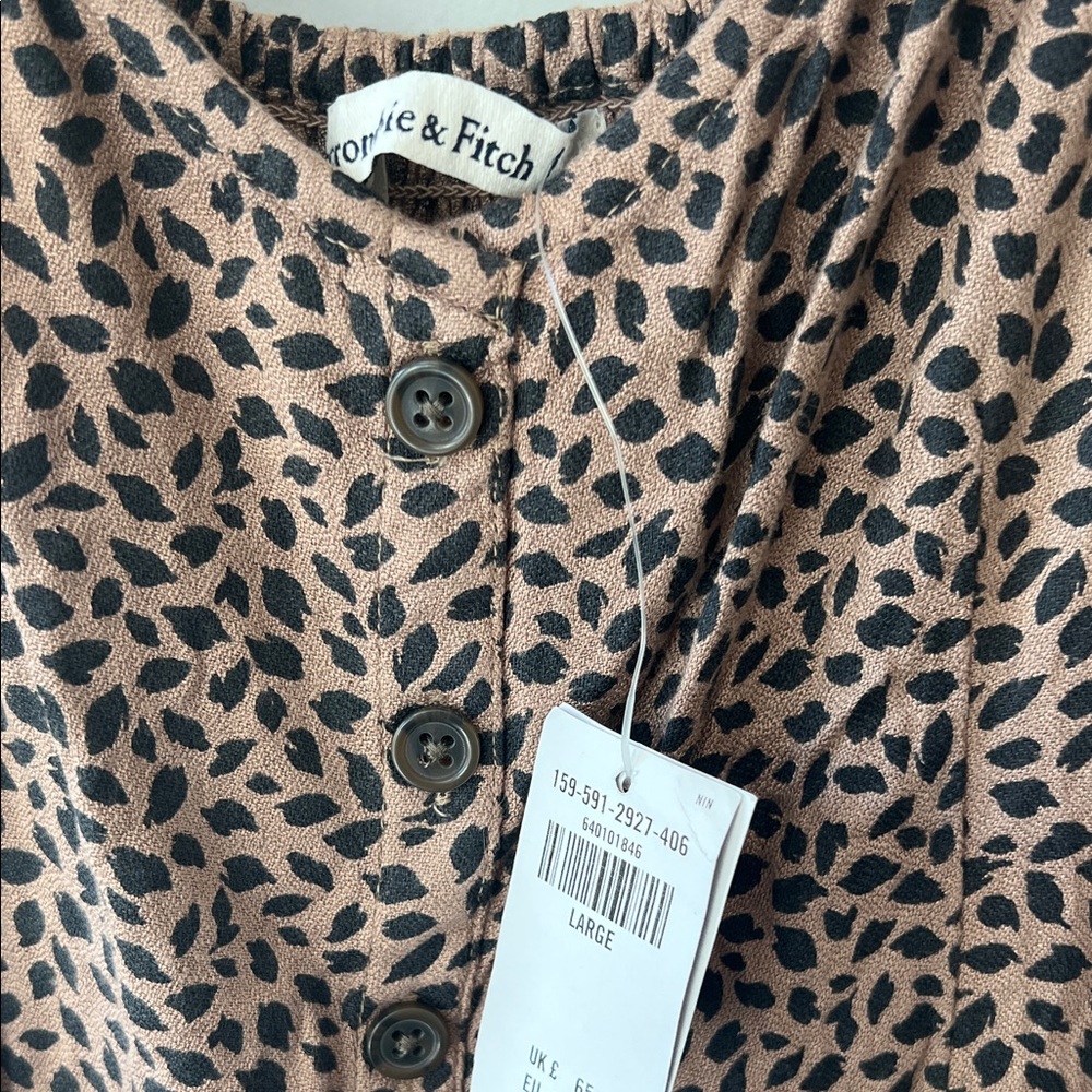 NWT Abercrombie & Fitch Brown Spotted Midi Dress - Picture 3 of 6